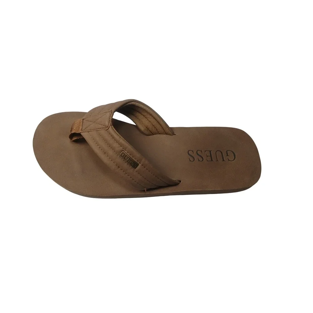 Guess Flip Flop Sandals Mens 11.5-12 Brown Padded Logo Thong Shoes